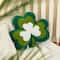 Glitzhome® 14" St. Patrick's Hooked Shamrock-Shaped Pillow
